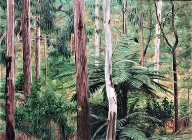 painting, Philip Adams, Tree Fern and Trunks by Philip Adams, 1993