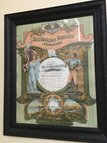 Hand painted record, Address recognising Mr Amos Hinchcliffe, 1932
