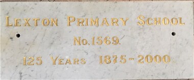 marble plaque, Lexton School, c2000