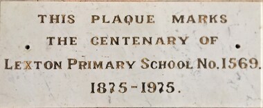 marble plaque, Lexton School, c1975