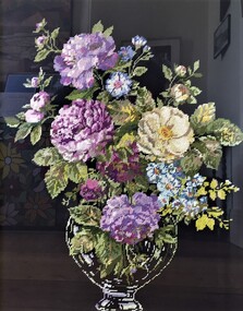 cross stitch artwork, Elva Barker, Untitled (flowers)
