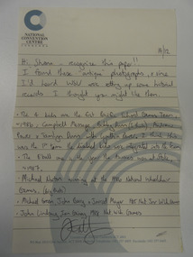 Correspondance to Wheelchair Sports Victoria, unknown year, unknown