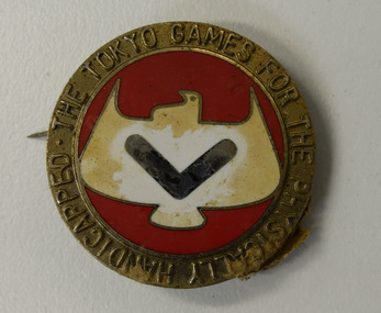 Metal badge, Metal badge from 1964 Tokyo Paralympics, unknown