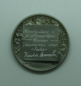 Silver medal, Silver medal from 1960 Australian Paraplegic Games - Javelin - Kevin Coombs, 1963