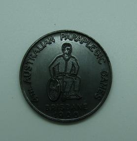 Silver / grey medal, Silver / grey coloured medal from 1966 Australian Paraplegic Games - Basketball, 1966