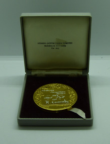 Medal and Case, Medal and Case - 1963 Victorian Paraplegic Games Gold Medal - Kevin Coombs, Shot Put, 1963