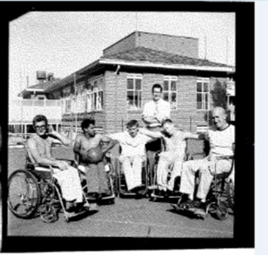 Photo, Photo of wheelchair basketballers at Austin Hospital, 1960s, 1960s