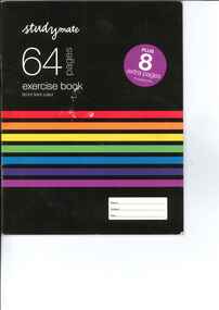 Exercise book, Exercise book containing inventory list and details of photos and items in DSR 1960s Archives Box