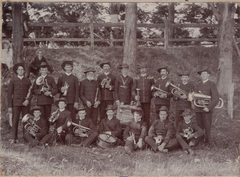 Brass Band members with their instruments.