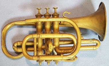Cornet, brass, cased. Linton Brass Band