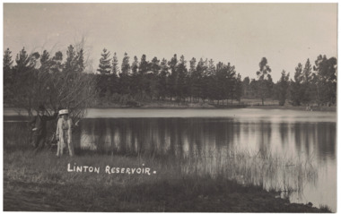 Postcard view of reservoir. 