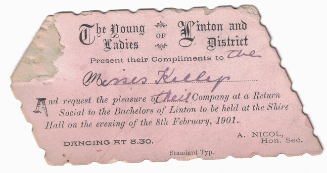 Social Invitation for young ladies and gentlemen.