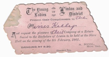 Social Invitation for young ladies and gentlemen.