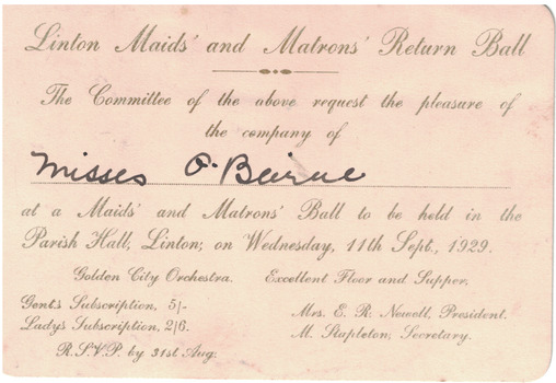 Cream card invitation to a ball