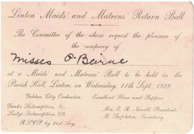 Cream card invitation to a ball