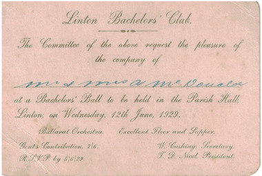 Cream card invitation for a ball.