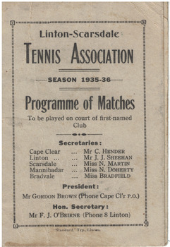 Fixture, programme of matches for tennis club