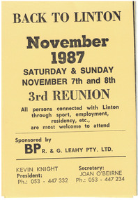 Programme for a reunion and dinner dance.
