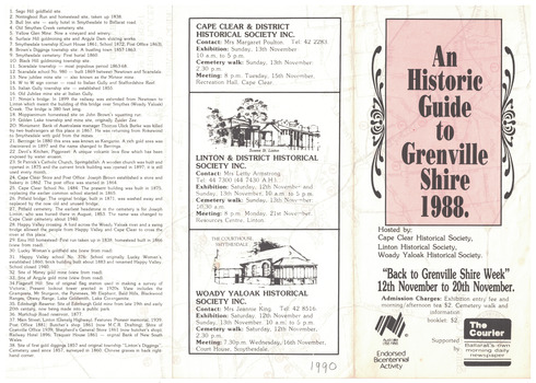 Key to places of interest in Grenville Shire, 1988