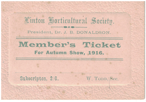 Member's ticket for horticultural show.