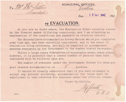 Evacuation and billeting of children during World War II.