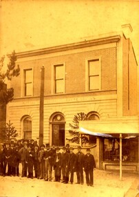 Photograph, Grenville Shire councillors outside first Council offices at Linton, c.1875