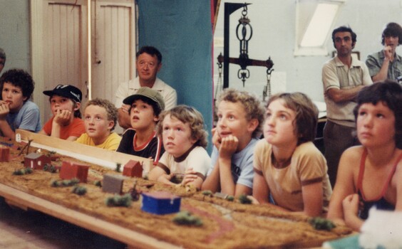 School pupils at an exhibition.