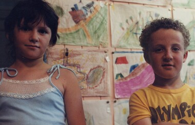 Boy and girl at an exhibition.