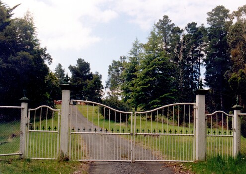 Gates at cemetery entrance.