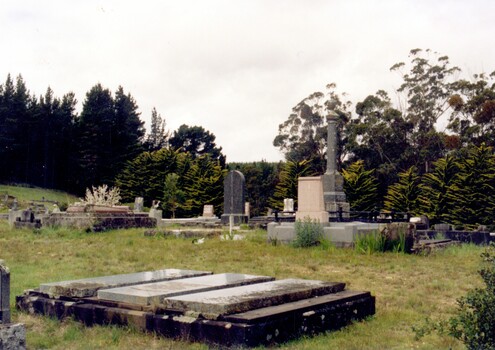 Headstones in a cemetery.