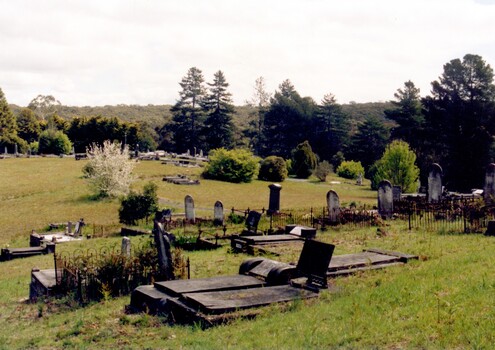 Graves at a cemetery.