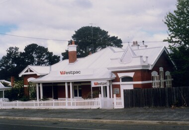 Red brick bank building.