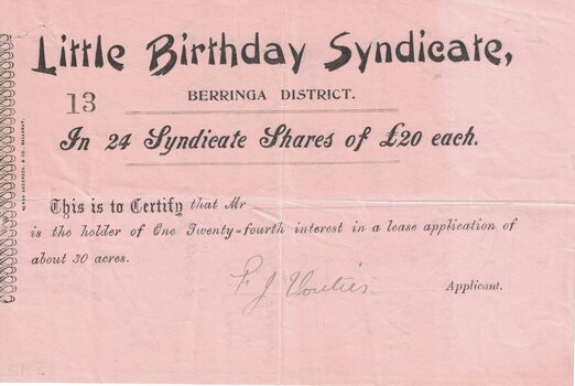 Share certificate.