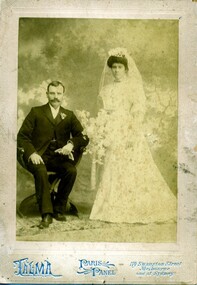 Photograph, Talma, Paris Panel  119 Swanston St, Melbourne, Wedding photograph of Mr and Mrs Tom Cunningham