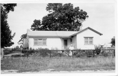 Photograph, Gert Cox outside her Linton home