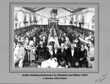 Photograph, Hornby studios, Ballarat, Golden Wedding anniversary dinner for Mr and Mrs William Todd, 1932