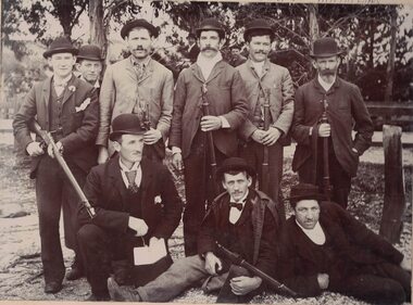 Photograph, H C A Brown Photo, 253 Victoria St, Ballarat East, Linton Rifle Club members c1900