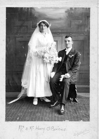 Photograph, Richards and Co, Ballarat, Mr and Mrs Harry O'Beirne, wedding photo 1919