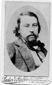 Photograph, Parker and Stubbs Cnr Collins and Swanston Sts, Melbourne, Unidentified man, possibly Dr Thomas Hoskins of Linton