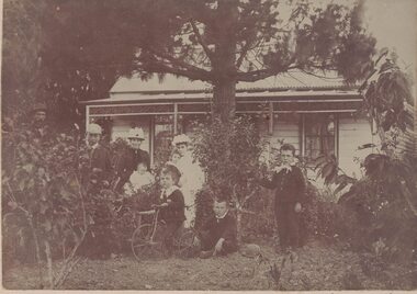 Photograph, Todd family in front of their house in Grantley Street, Linton, c.1893
