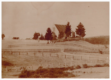 Sepia image of a church.