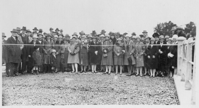 People at opening of a bridge.