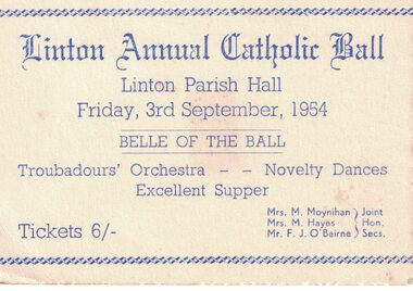 Ticket to a formal ball.