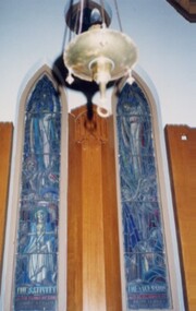 Photograph, Stained glass windows at St Paul's Church of England, Linton, 1990