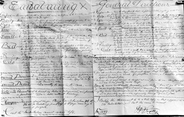 Photograph, Embalming instructions