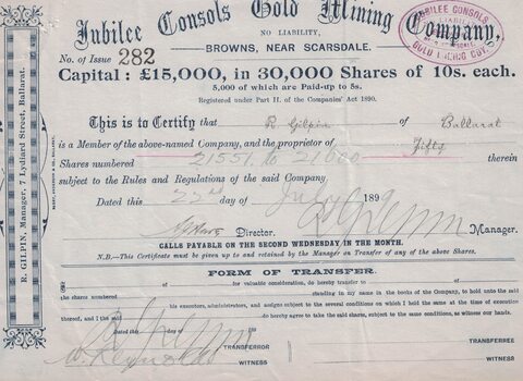 Share certificate.