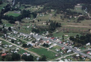 Aerial view of a town.