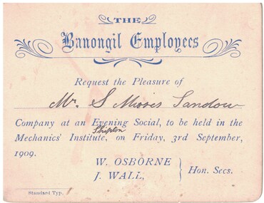 Ticket to a social evening.