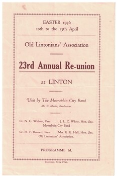 Programme for a reunion.