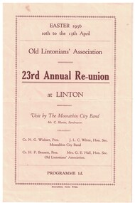 Programme for a reunion.